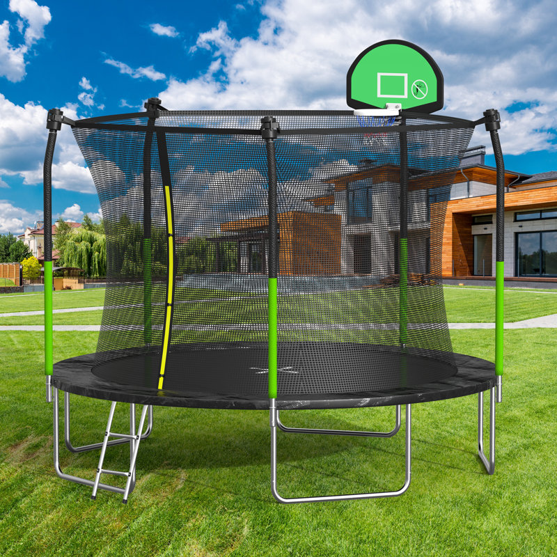 AOTOB Round Backyard Trampoline with Safety Enclosure
