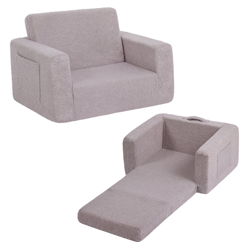 Kids Sofa, 2 In 1 Kids Fold Out Chair Convertible Sofa To Lounger, Gray