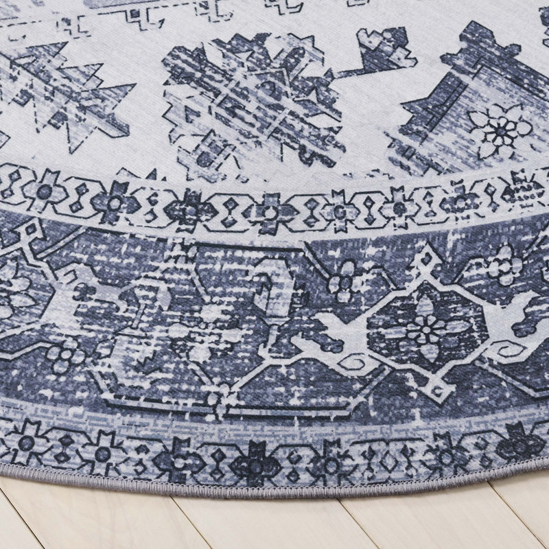 Mubarik Performance Machine Washable Oriental Rug, Round 6'