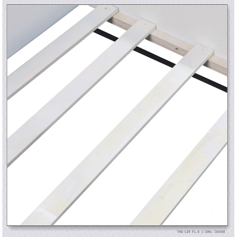 Structure de lit de jour rembourré avec clôture et escalier (brun et blanc), Double
