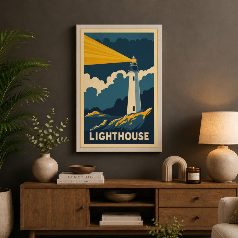 Coastal Sentinel Art Deco - Wrapped Canvas, 30x20 - 76.2 x 50.8 cm, White Border