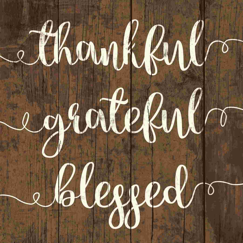 «Thankful Grateful», art textuel sur toile tendue, H 12 po x l 12 po