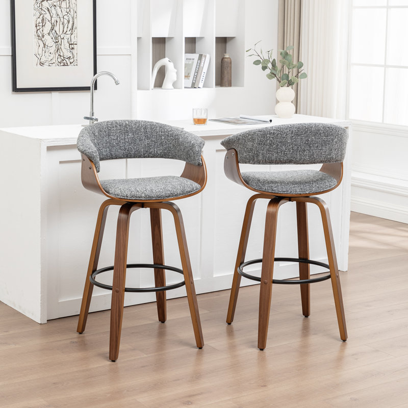 Tabourets pivotants rembourrés en lin Devlin, Tabouret de comptoir (siège d'une hauteur de 25 p