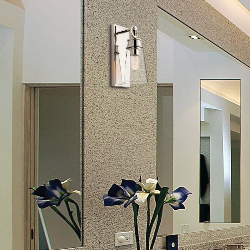 Bertina Steel Armed Sconce, Polished Nickel, 12" H x 4.5" W x 6" D