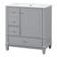 Meuble-lavabo 30 po avec lavabo, une porte avec tablette et trois tiroirs, porte à fermeture douce, gris-1703587411