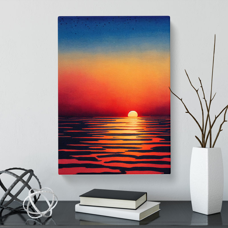 Japanese Sunset Watercolour Vol.1 - Wrapped Canvas, 50cm H x 35cm W x 3cm D