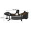 Bureau brun minimaliste irrégulier avec plateau incurvé, rangement multifonctionnel et structure stable-1291476590-1291476589