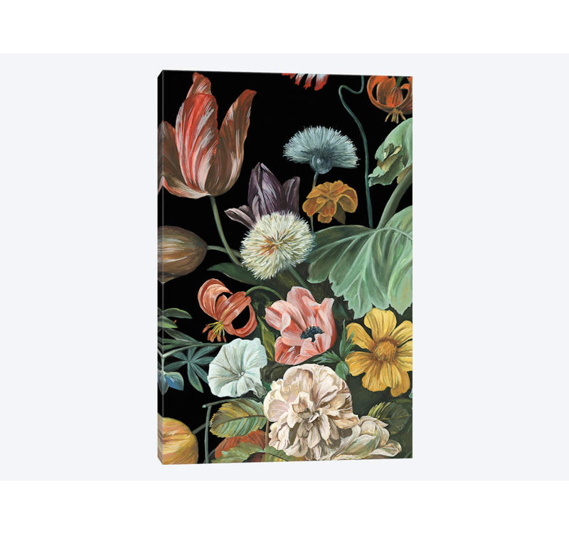 « baroque floral i », impression sur toile, H 18 po x l 12 po x P 1,5 po, Toile tendue, Pas de tapis