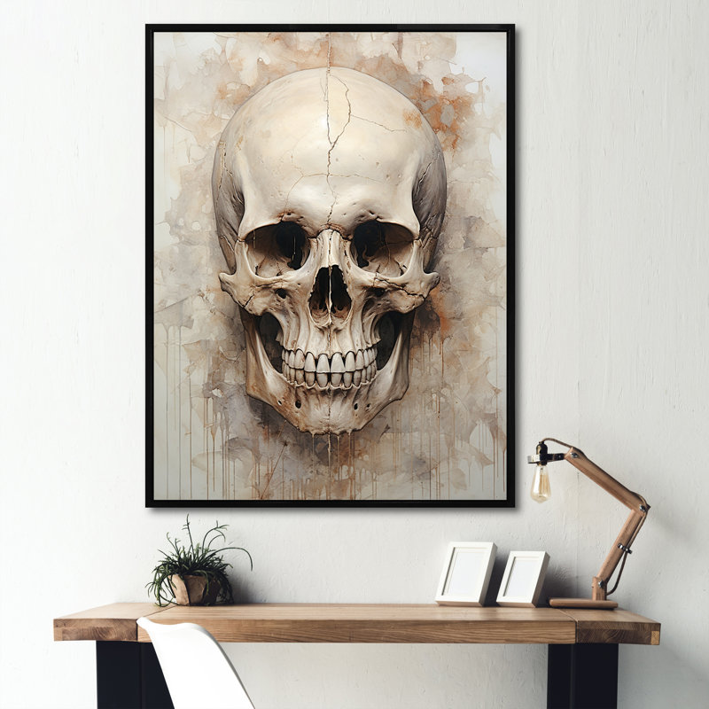 Crânes résonnants II sur toile, H 44 po x l 34 po x P 1,5 po, Cadre flottant noir