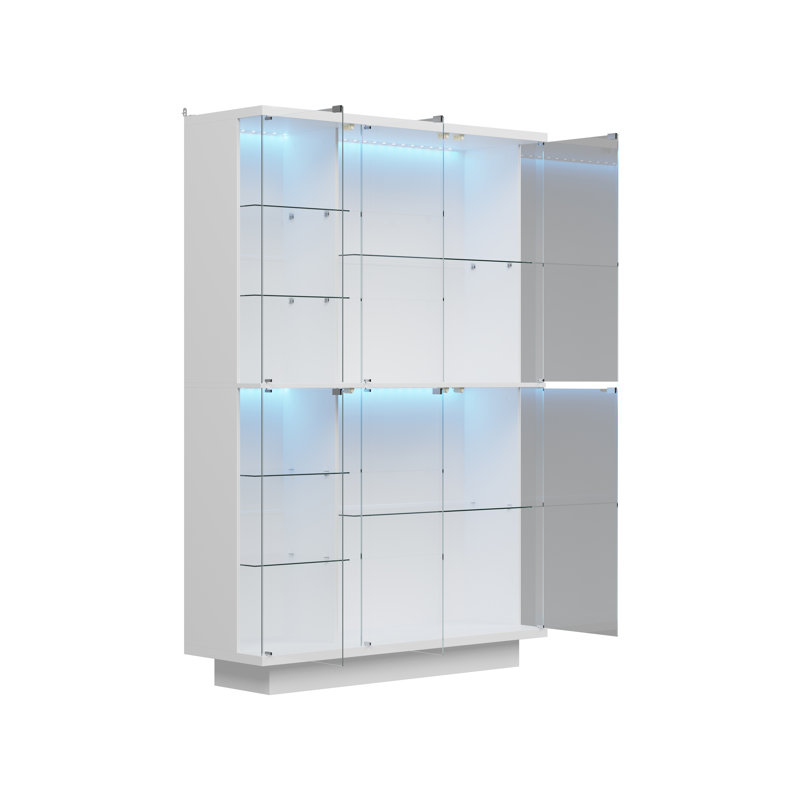 Large Color-Changing LED Glass Display Cabinet – Dual Zone, Push-To-Open
