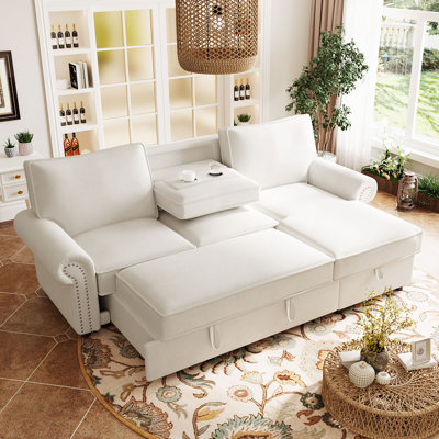 Canapé-lit modulaire convertible 95 po avec méridienne de rangement