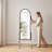 Arched Full Length Mirror with Storage Shelves and Wheels