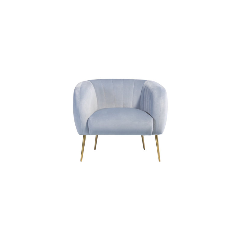 Aylin Velvet Barrel Chair, Light Blue