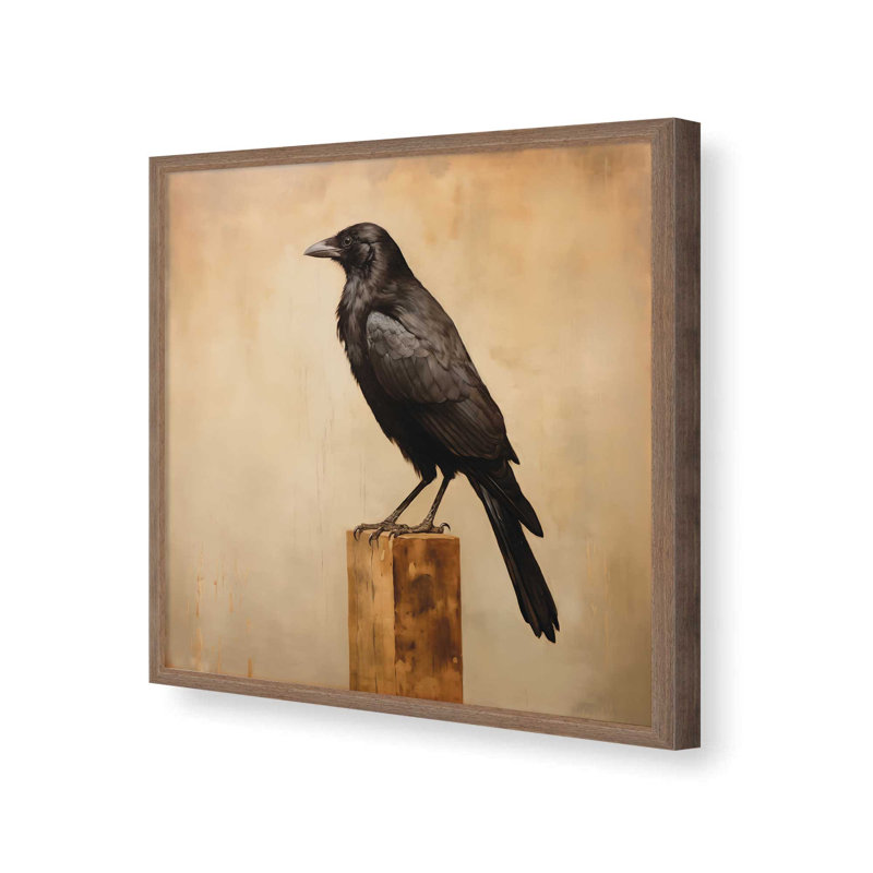 The Crow by Heidi Kuntz Art Print, L 30 po x H 30 po, Brun, Impression encadrée