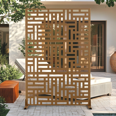 72" H x 47" W Metal Privacy Screen, Outdoor Privacy Screens - Decorative Outdoor Divider with Stand, Outdoor privacy Panels for Balcony & Patio