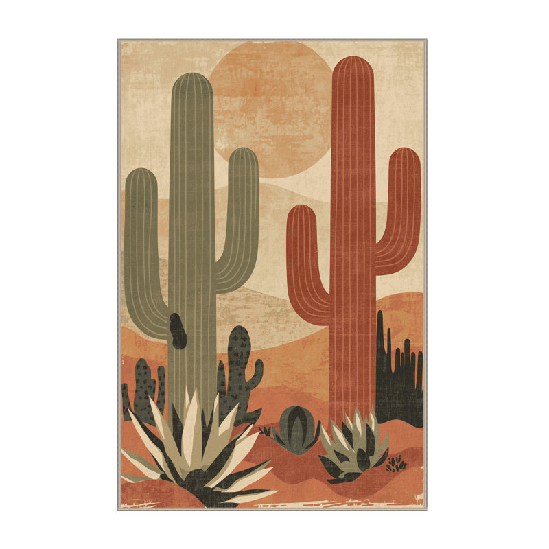 Tapis brun / beige beige lavable à la machine Ortmund Cactus, 7 x 9