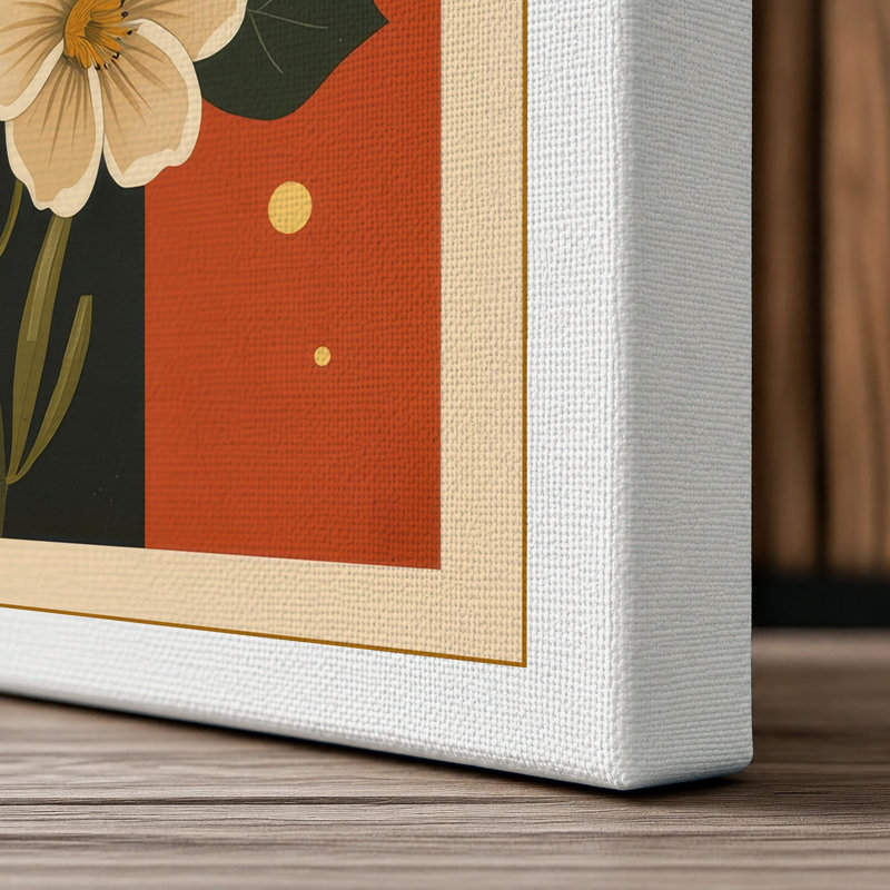 Study in Terracotta Botanical 1 Piece Wrapped Canvas Wall Art, 24x16 - 61.0 x 40.6 cm, White Border