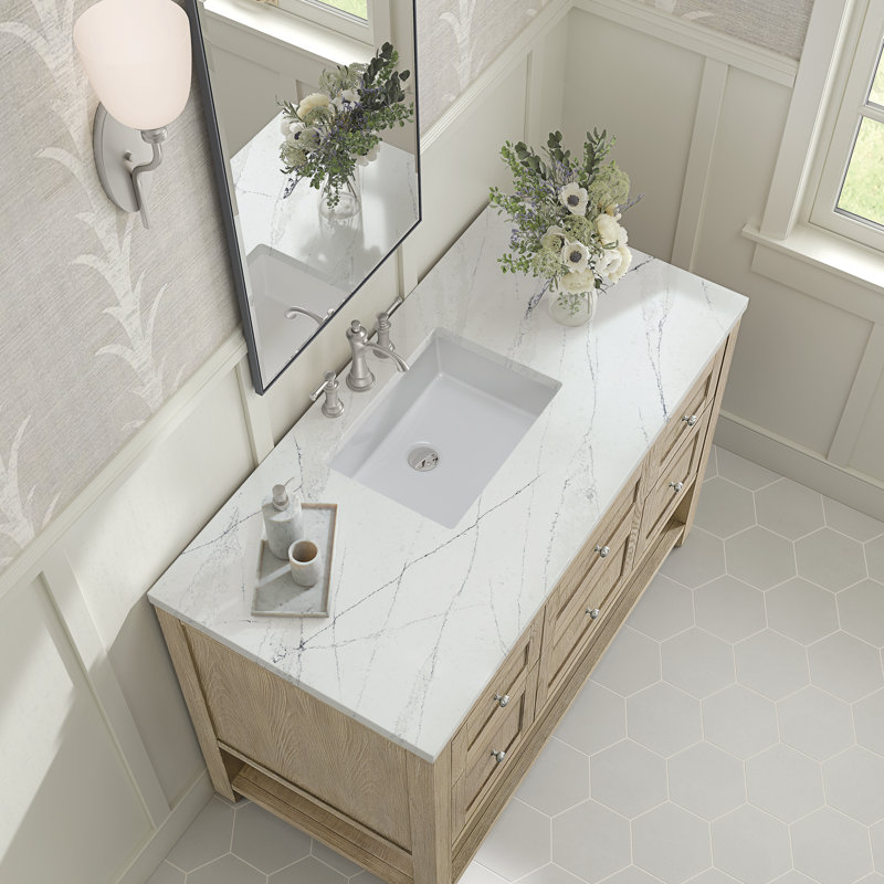 Breckenridge 48'' W Single Vanity, Whitewashed Oak, Ethereal Noctis, 8" Widespread