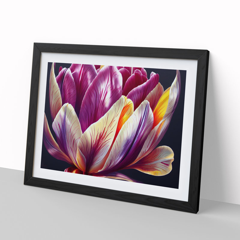 Beaming Flower - Single Picture Frame Print, Black