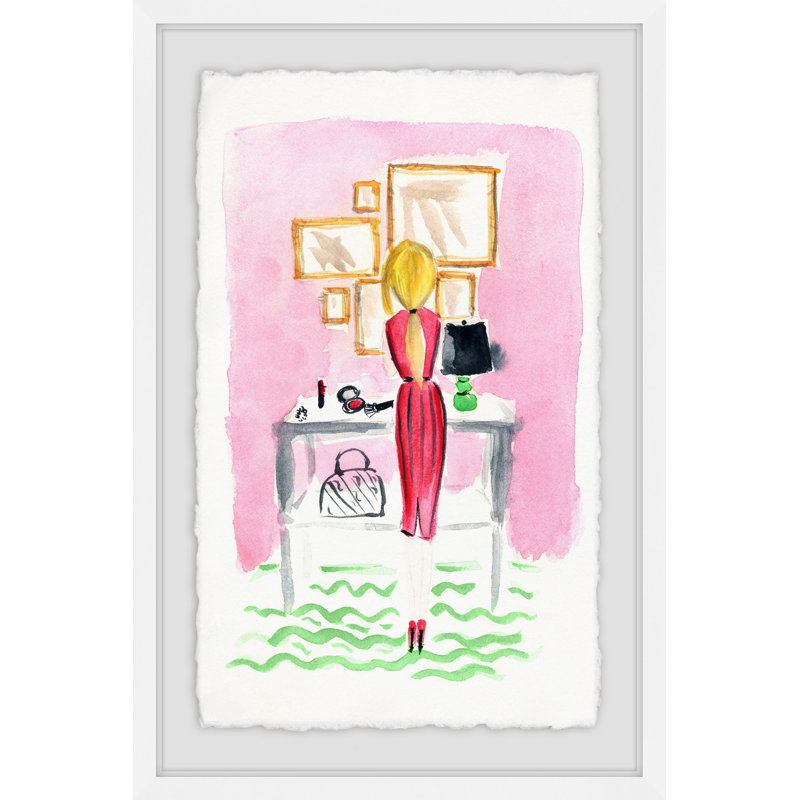 Getting Ready - Single Picture Frame Painting, 46 cm H x 30 cm W x 4 cm D, White Framed