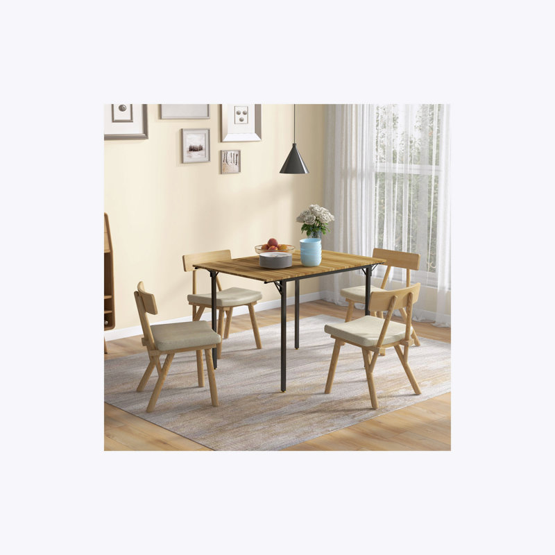 HOMCOM Industrial Folding Dining Table for 2 to 4, Space Saving Drop Leaf Kitchen Table for Small Spaces, Walnut, Walnut