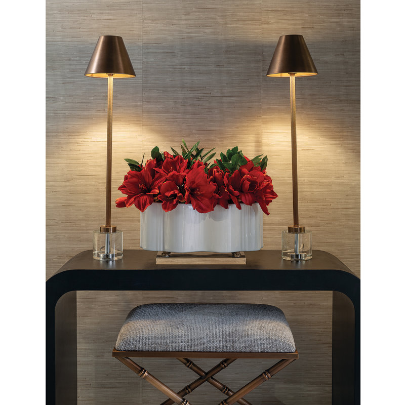 Parliament Buffet Table Lamp Set, Aged Brass, Clear/Aged Brass