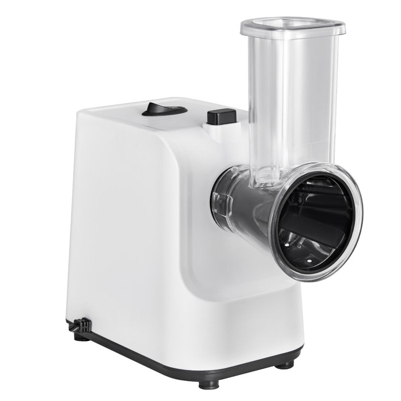 Râpe à fromage 12,6 x 9,85 x 6,7 po, acier inoxydable et plastique, 1 pièce, électrique, argent, moteur 200 W avec 5 accessoires