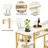 Bar Table Set For 2 With 4 Storage Shelves, 47" Modern Faux Marble Breakfast Table And 2 Upholstered  Counter Stools W/ Backrest And Footrest, 3-Piece Dining Set For 2, Space Saving Bar Height Table And Chairs For Kitchen,Dining Room, Living Room, Stud-1015085476-1015085498