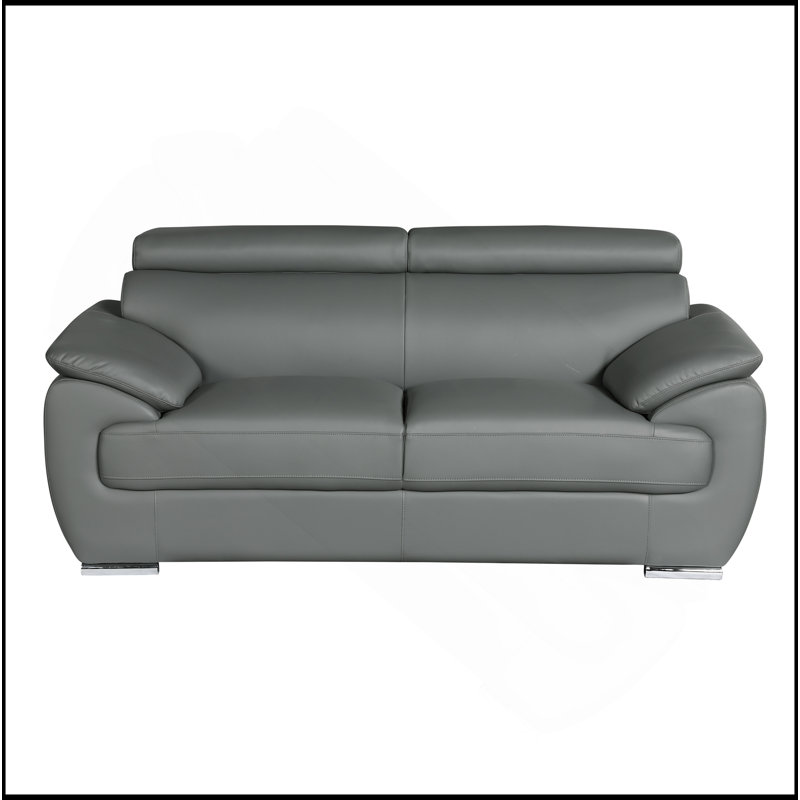 Causeuse en cuir véritable, Gris