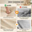 Canapé 3 places Cloud en chenille beige crème avec 2 poufs amovibles, coussins capitonnés et finis à pompons-1881575004