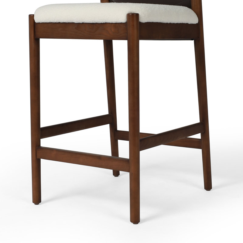 Lulu Upholstered Stool with Solid Wood Frame, Counter Stool (26” Seat Height), Umber