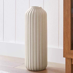 22"H White Speckle Ceramic Floor Vase