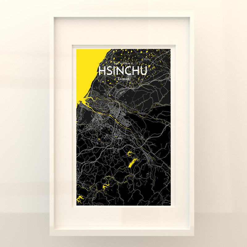 Hsinchu City Map In Times - No Frame Print, 17cm H x 11cm W x 0.05cm D
