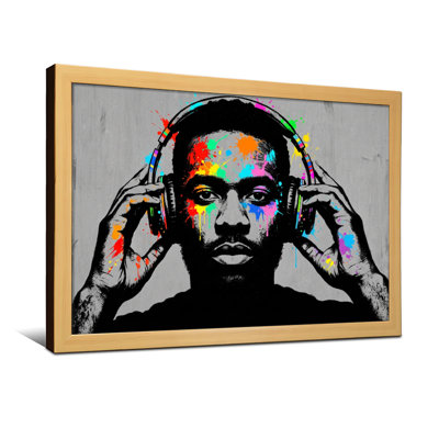 Colorful Face With Headphones Art Print