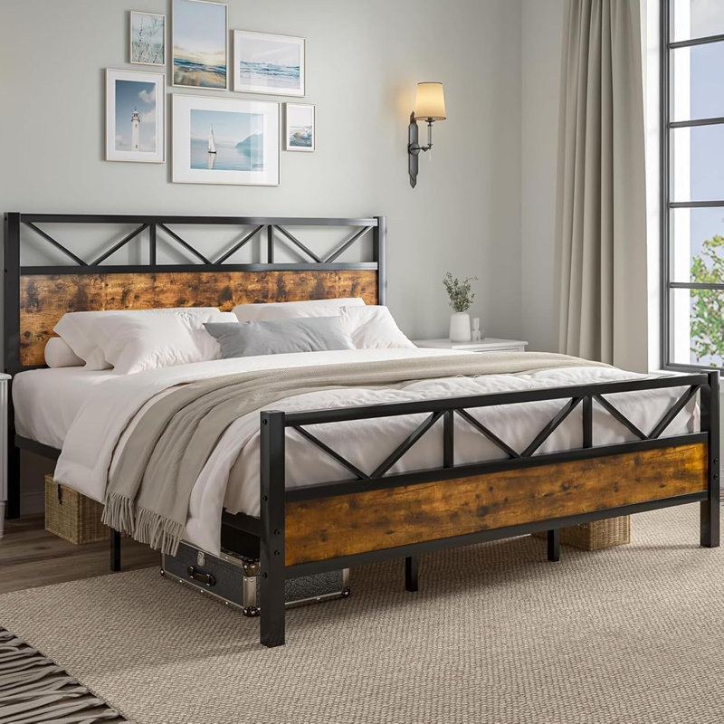 Wykeisha Platform Bed, King, Vintage Brown