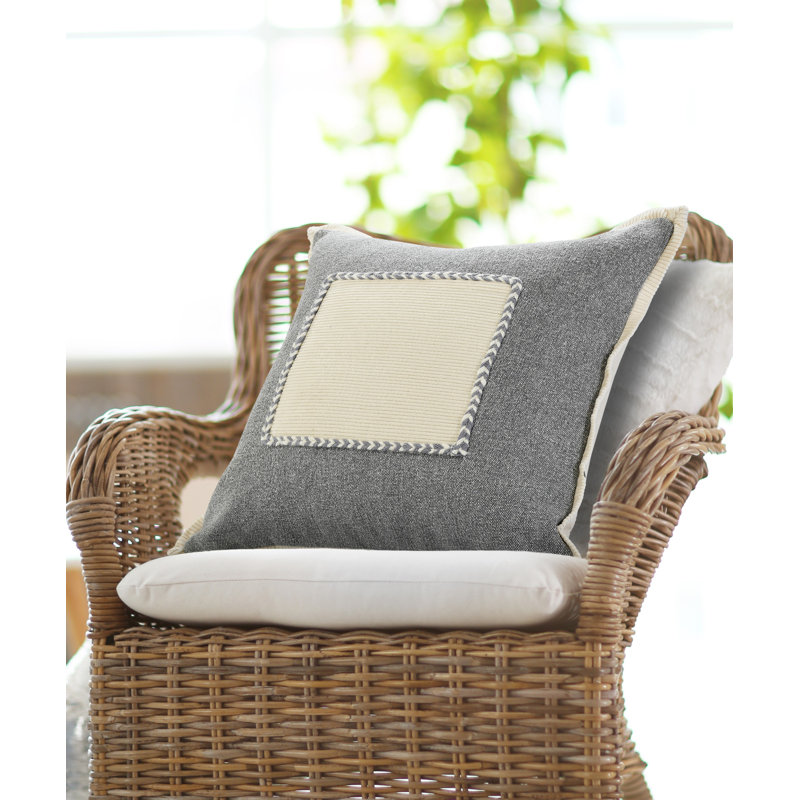 Housse de coussin décoratif texturée 100% coton Contemporary Color Block, Gris
