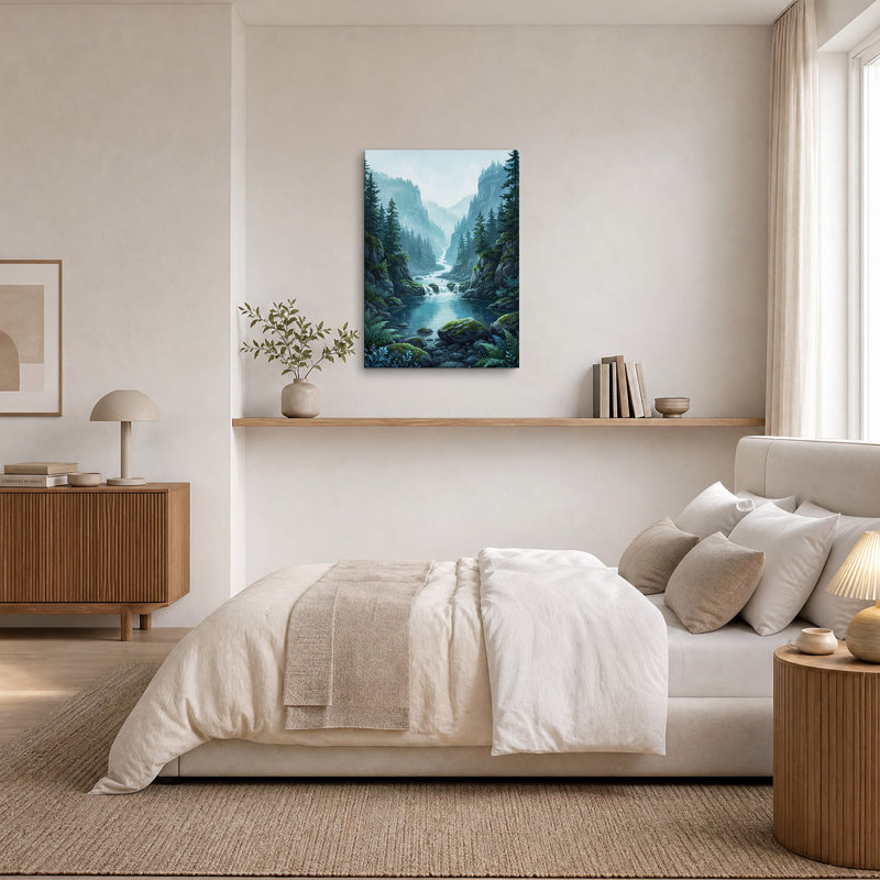 Art mural sur toile Misty Mountain River, H 24 po x l 18 po