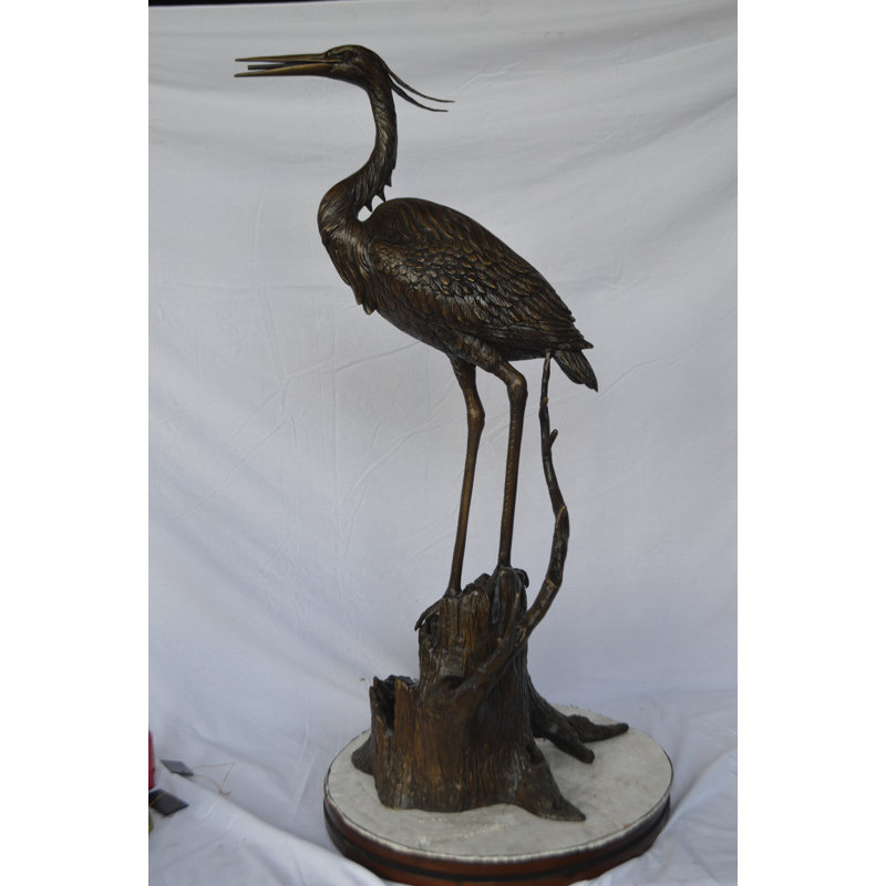 Copper and Metal Great Heron Perched Fountain
