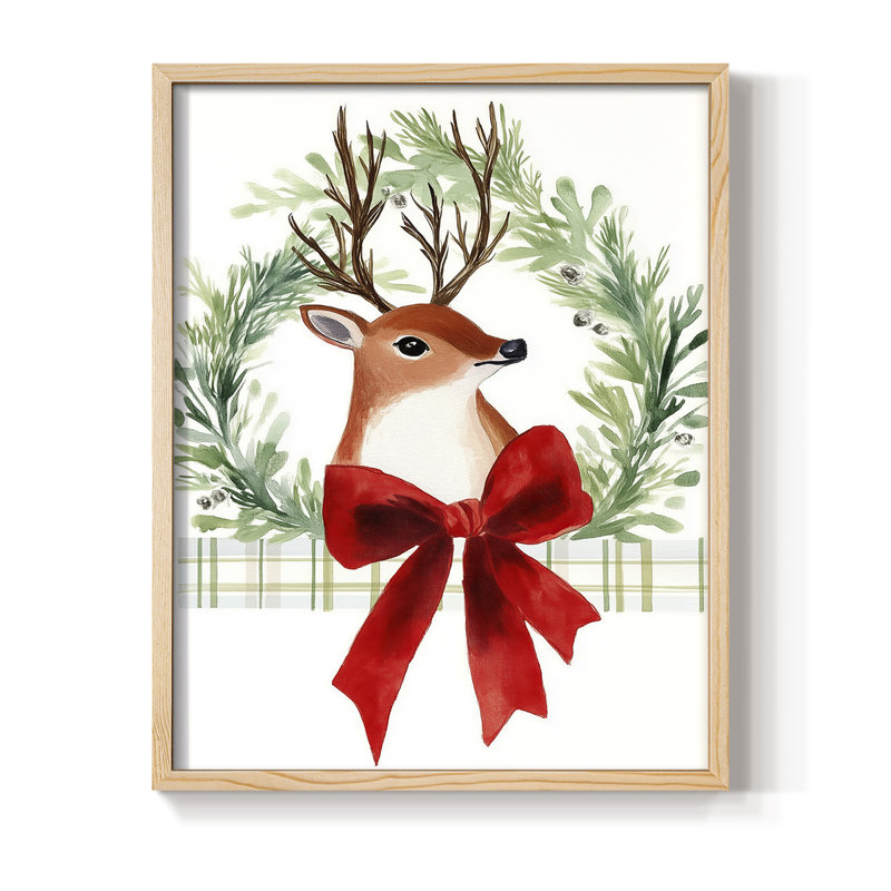 «Christmas Holiday Art XC», reproduction encadrée - bois massif, Naturel, H 15 po x l 12 po