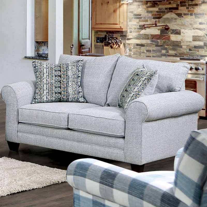 64.4" W Transitional Loveseat, Gray
