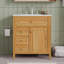 Meuble-lavabo de 30 po avec lavabo, meuble-lavabo en bois avec tiroir rabattable, 2 tiroirs à fermeture en douceur, 1 support de porte à fermeture en douceur, bois massif et panneau de fibres à densité moyenne, couleur bois-122380014-122380013