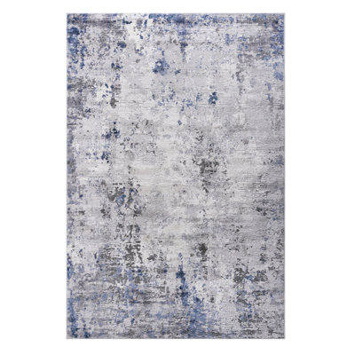 Tapis 6X9 argent / bleu / abstrait