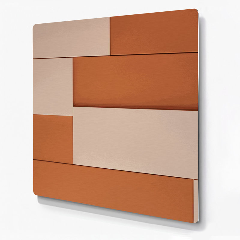 Minimalisme 32, art mural en métal beige, H 8 po x l 8 po