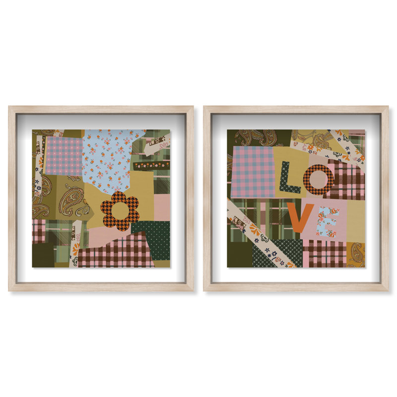 Retro Scarf Set Set by Oliver Gal, 43"H x 43"W, Natural Oak Shadowbox
