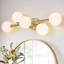 Luminaire de salle de bain 5 lumières, luminaire de salle de bain moderne Mid-Century doré, applique murale semi-encastrée à DEL à intensité variable 3CCT avec verre de lait pour salle à manger de cuisine, doré