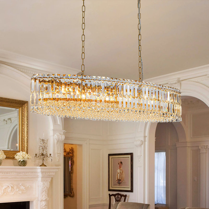 Grasiela 10 - Light Dimmable Geometric Chandelier, Brushed Gold
