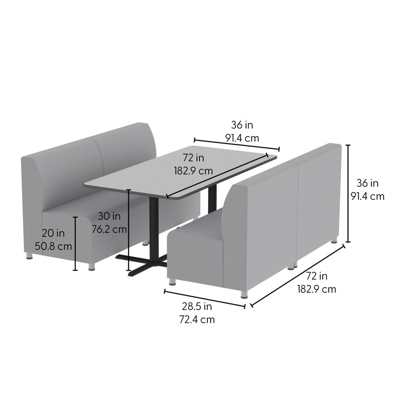 Ensemble 5 pièces Pro Booth Connect avec table basse - gris / graphite / noir, Bleu ciel / gris / graphite / noir