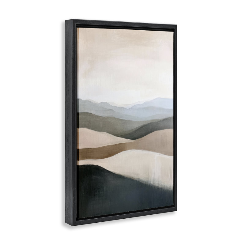 Cadre flottant en désert Desert Dunes, design par Petal Prints Design, H 31 po x l 21 po, Cadre flottant noir de jais