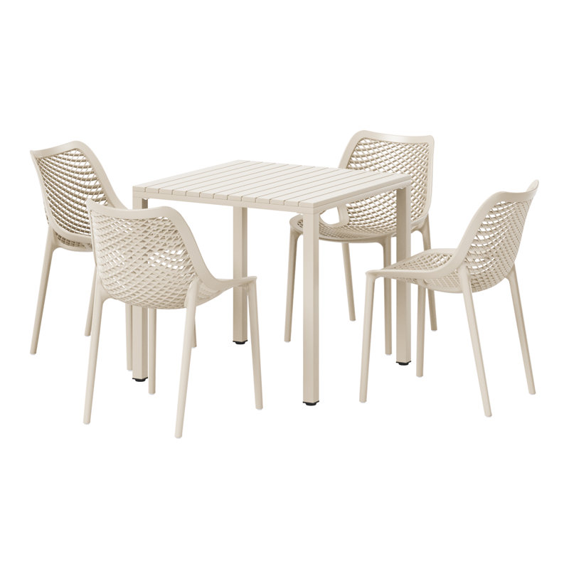 Ensemble repas carré pour 4 personnes, Beige