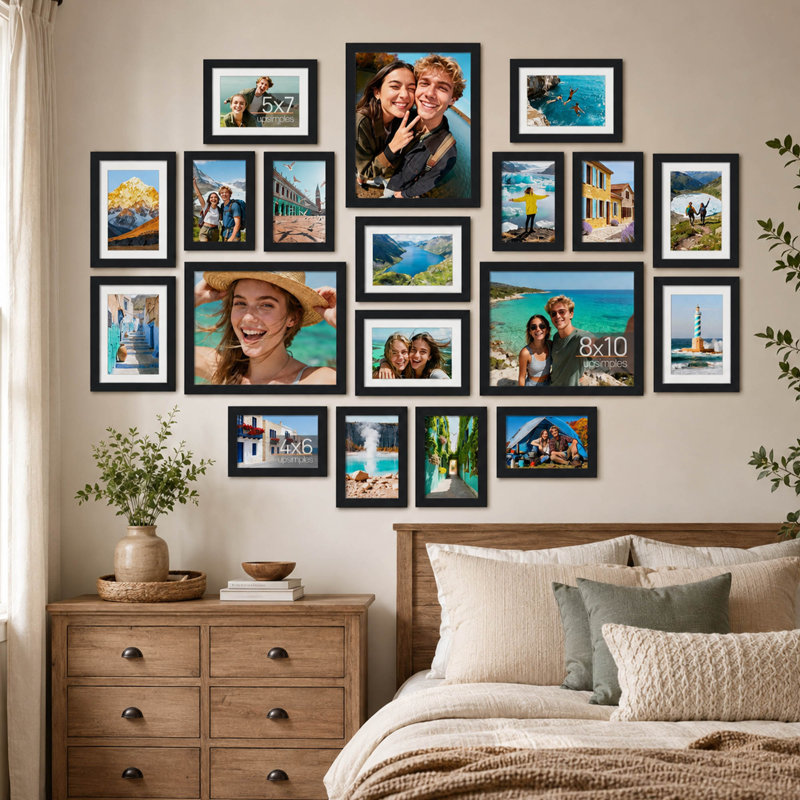 19 Piece Black Picture Frame Set for Gallery Wall Decor